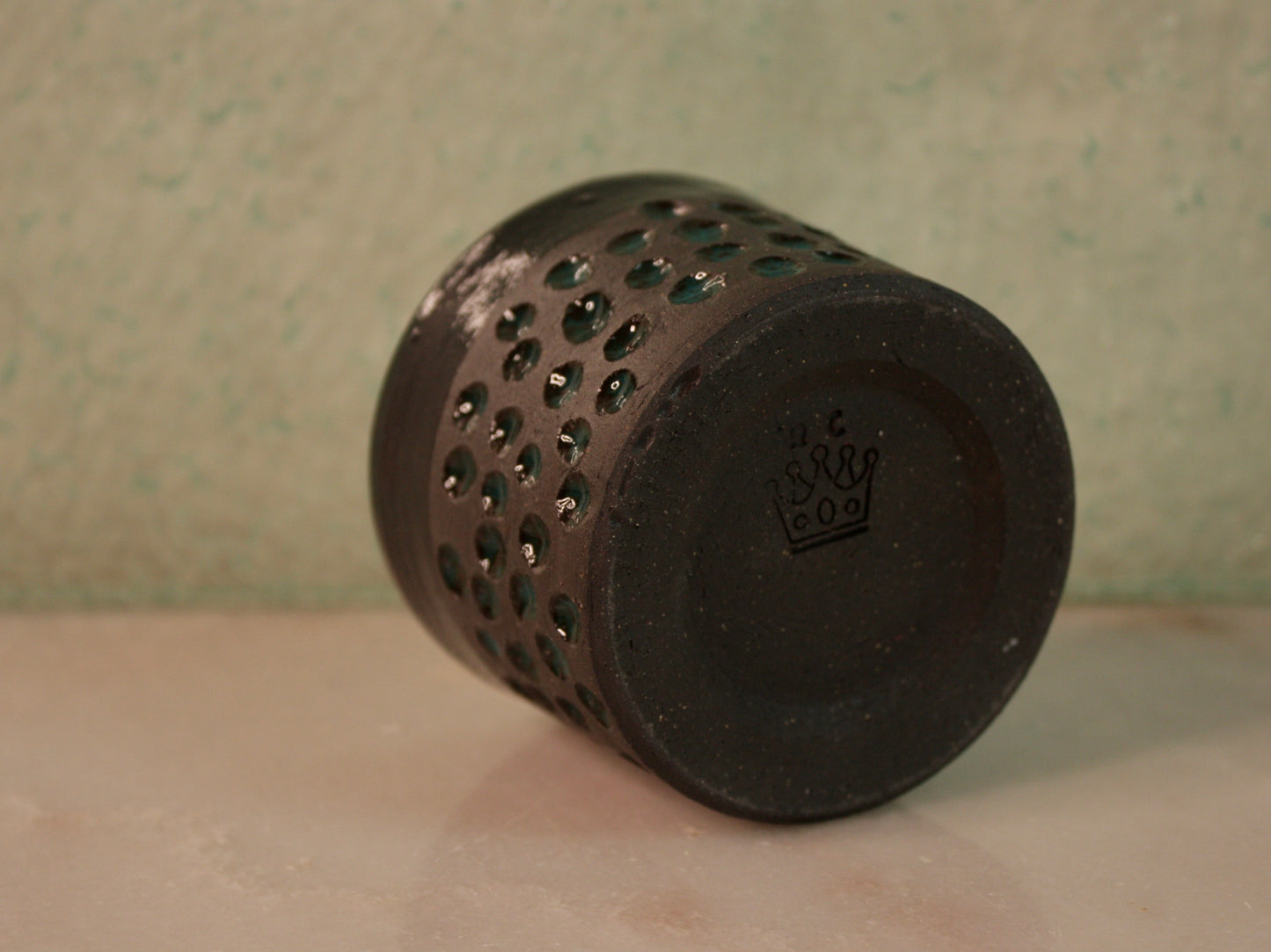 Black Carved Cortdo Cup (turquoise)