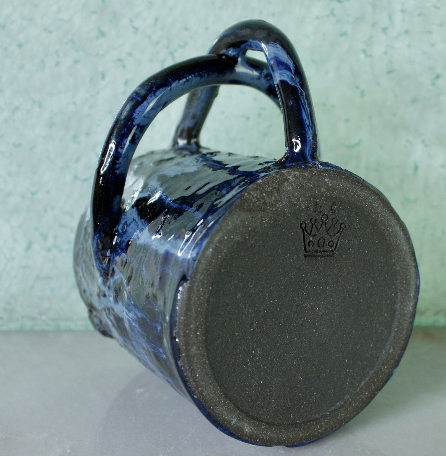 Drips in Blue Rico-Handle Mug
