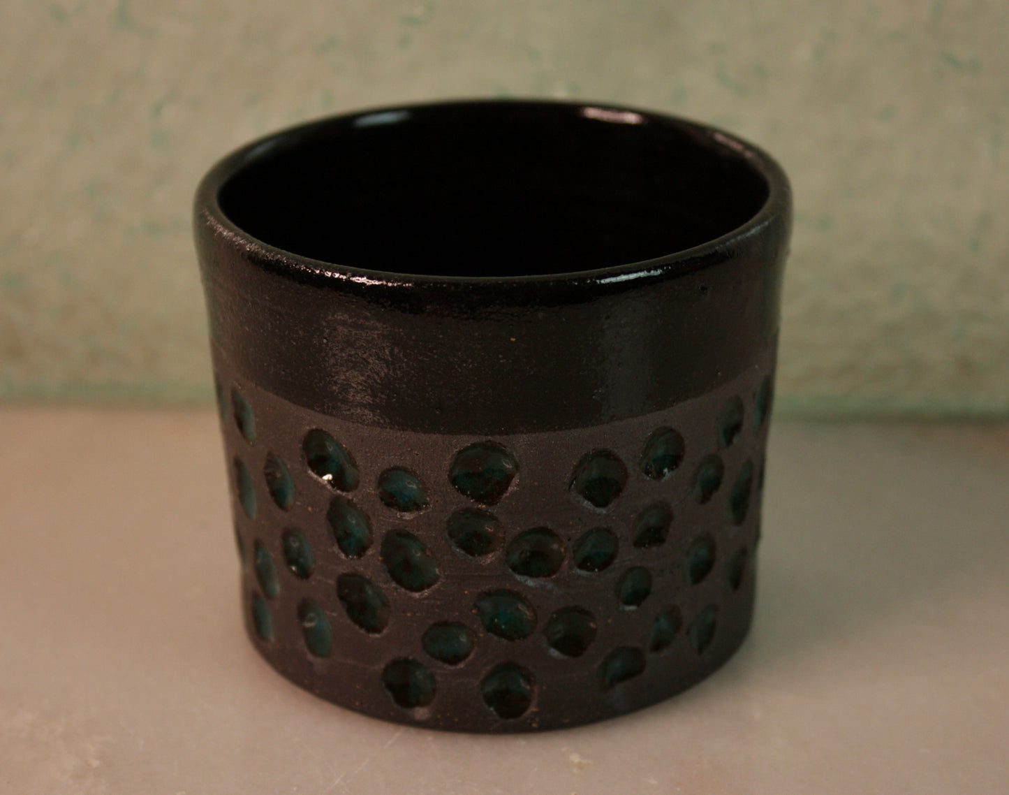 Black Carved Cortdo Cup (turquoise)