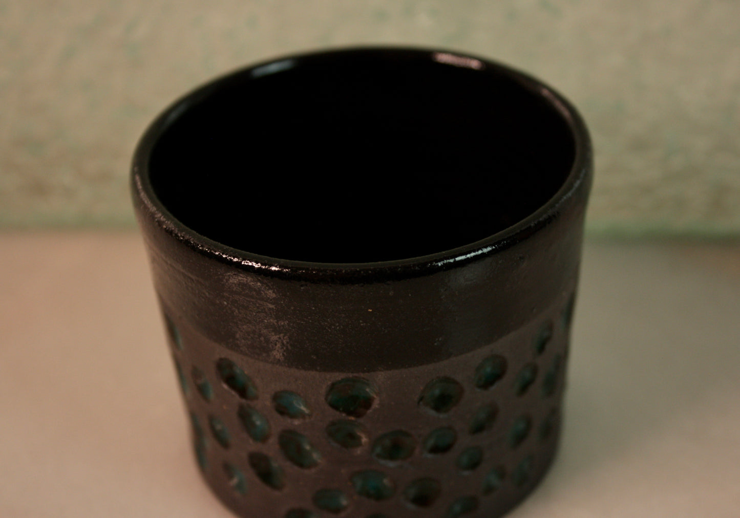 Black Carved Cortdo Cup (turquoise)