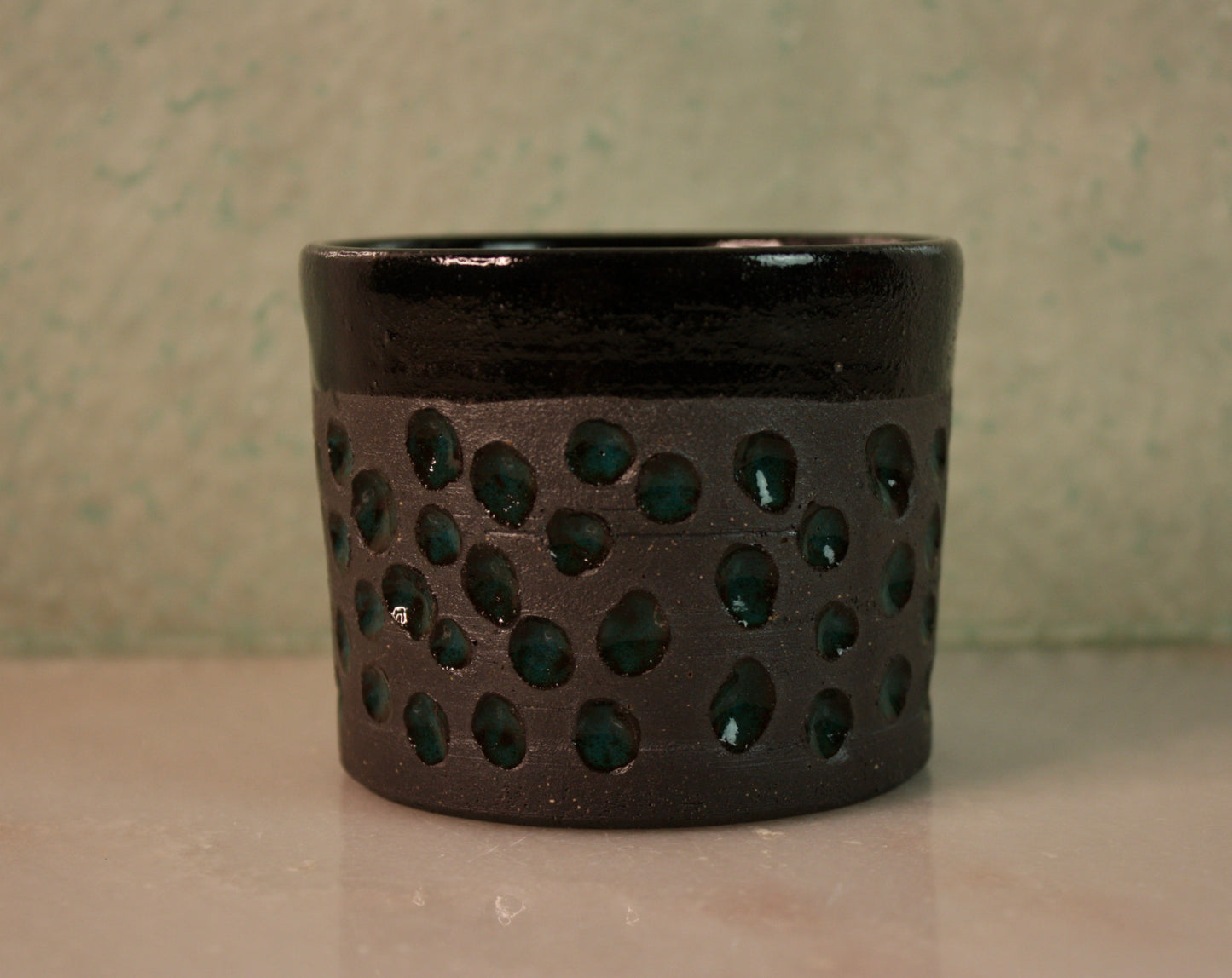 Black Carved Cortdo Cup (turquoise)