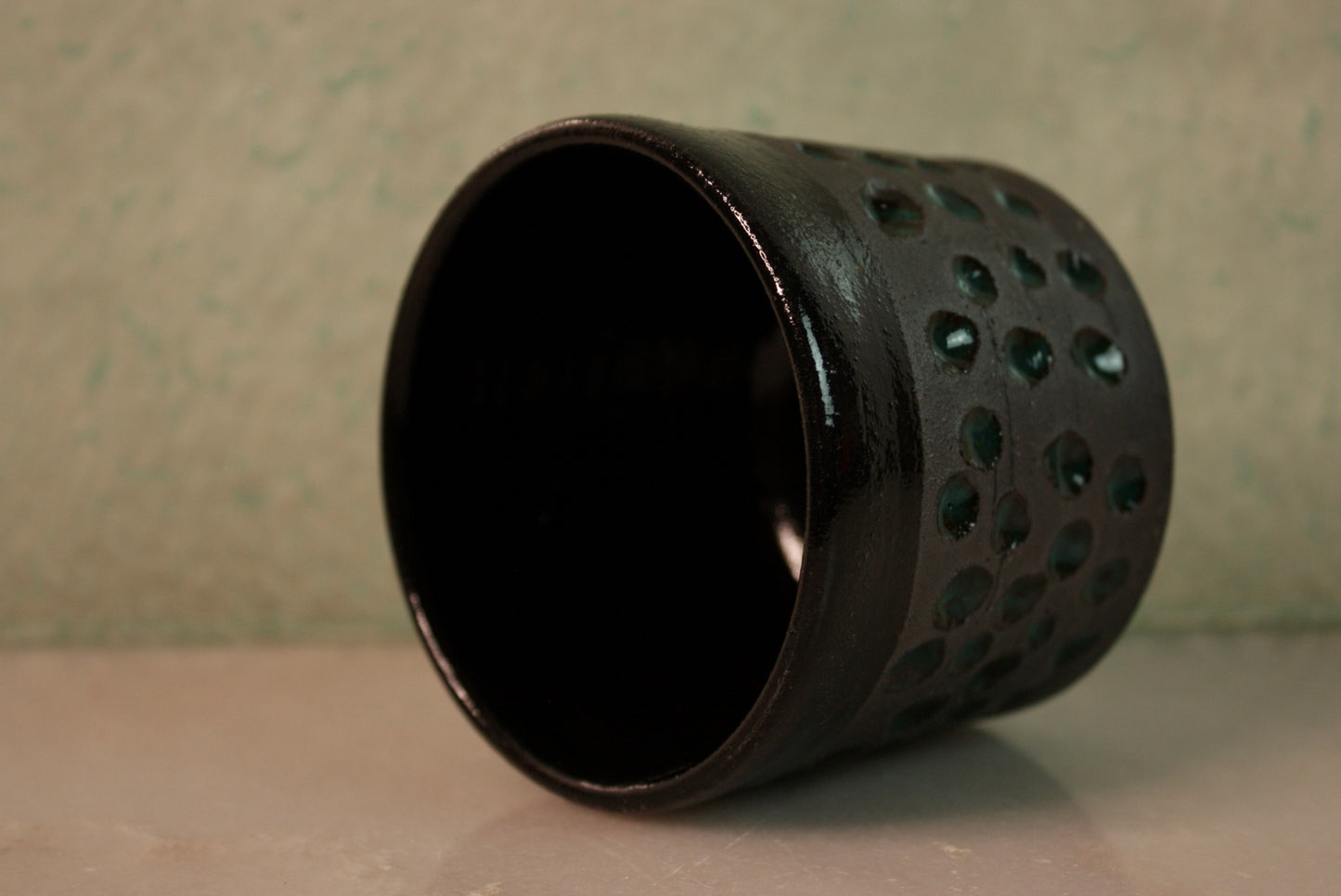 Black Carved Cortdo Cup (turquoise)