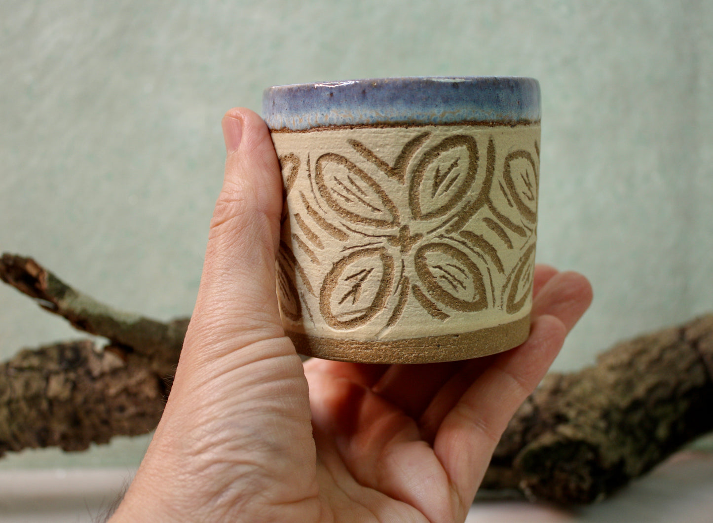 Moon Haze Sgraffito Cortado Cup