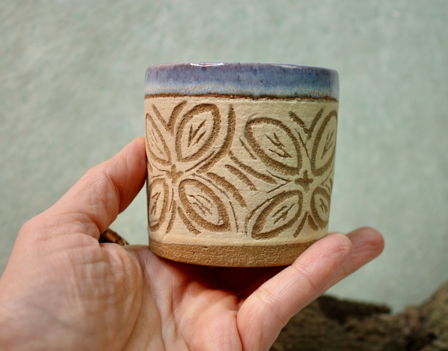 Moon Haze Sgraffito Cortado Cup
