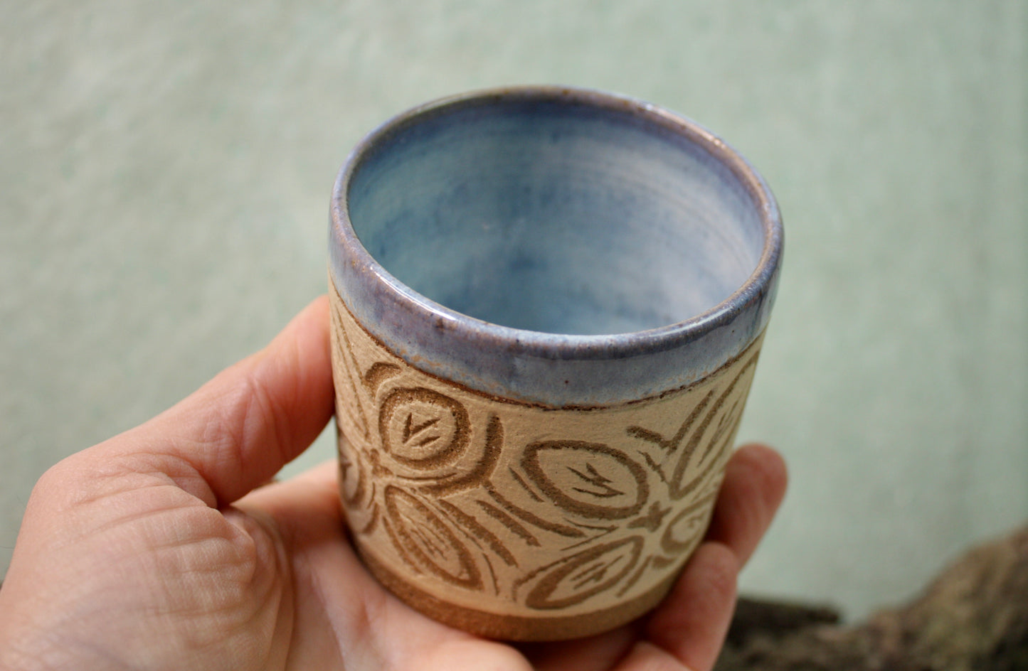 Moon Haze Sgraffito Cortado Cup