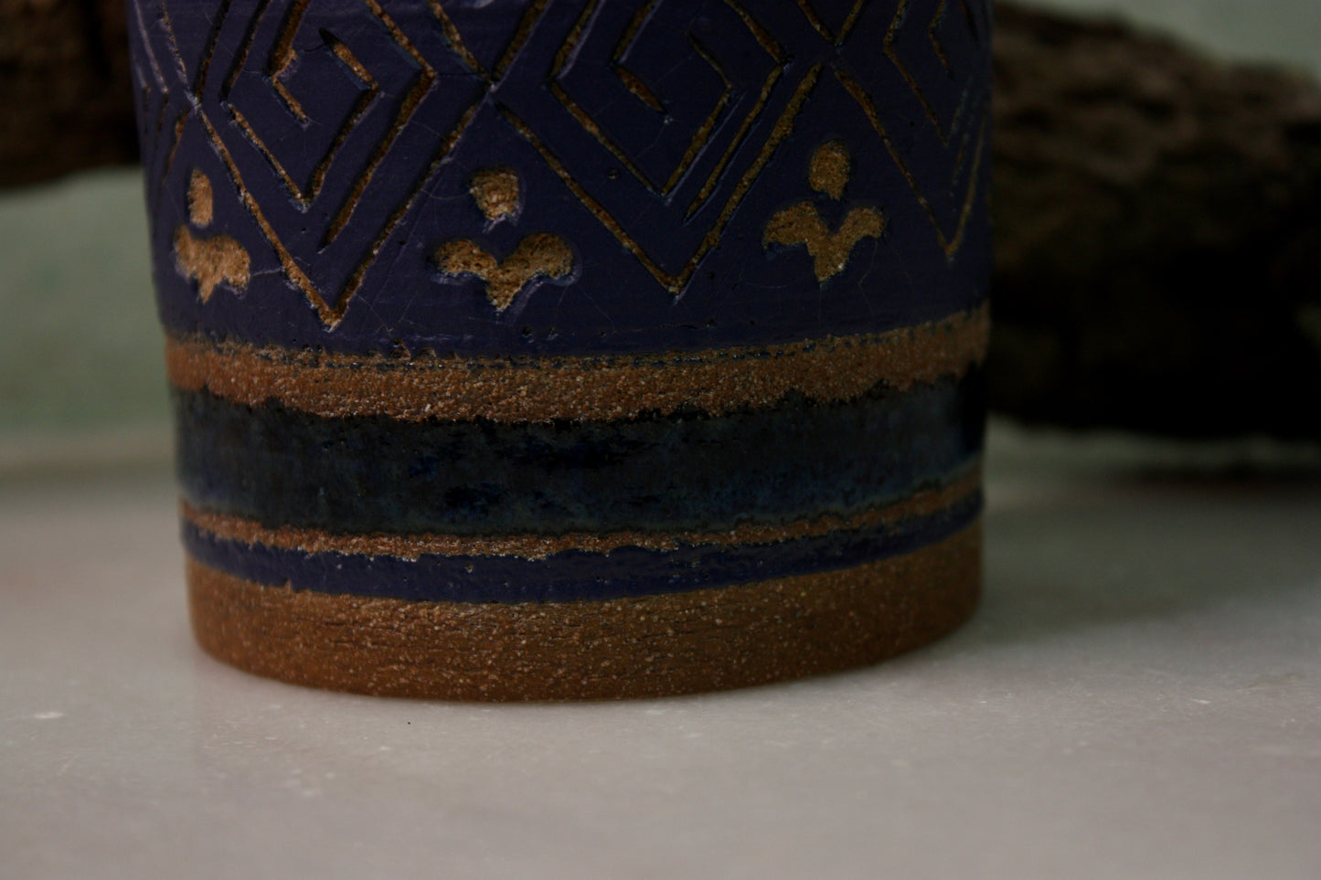 Blue Sgraffito Tumbler Cup