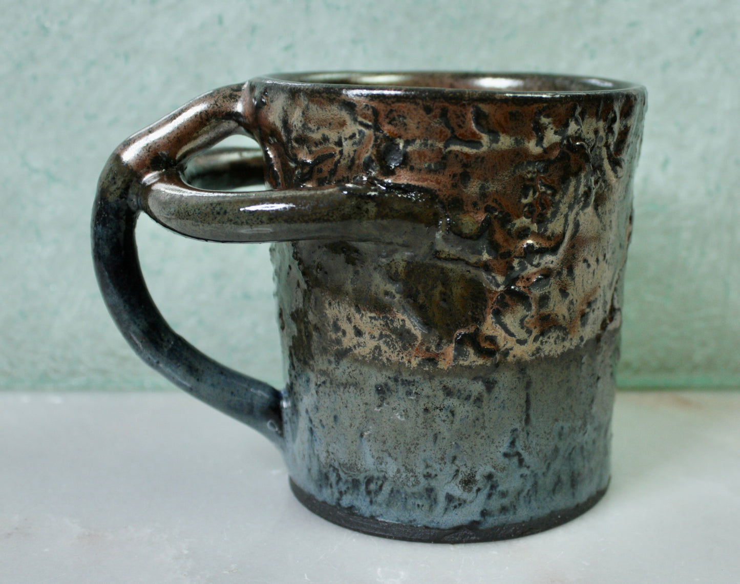 Copper Blue Rico-Handle Mug