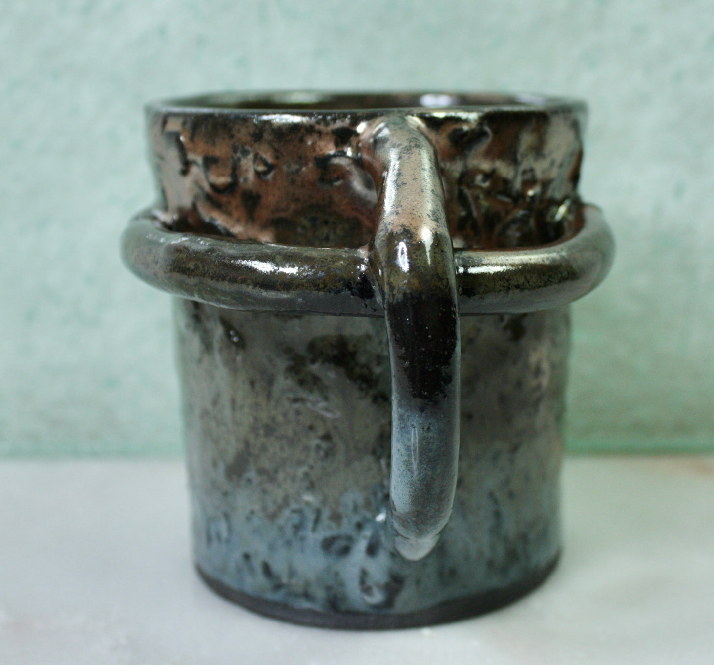 Copper Blue Rico-Handle Mug