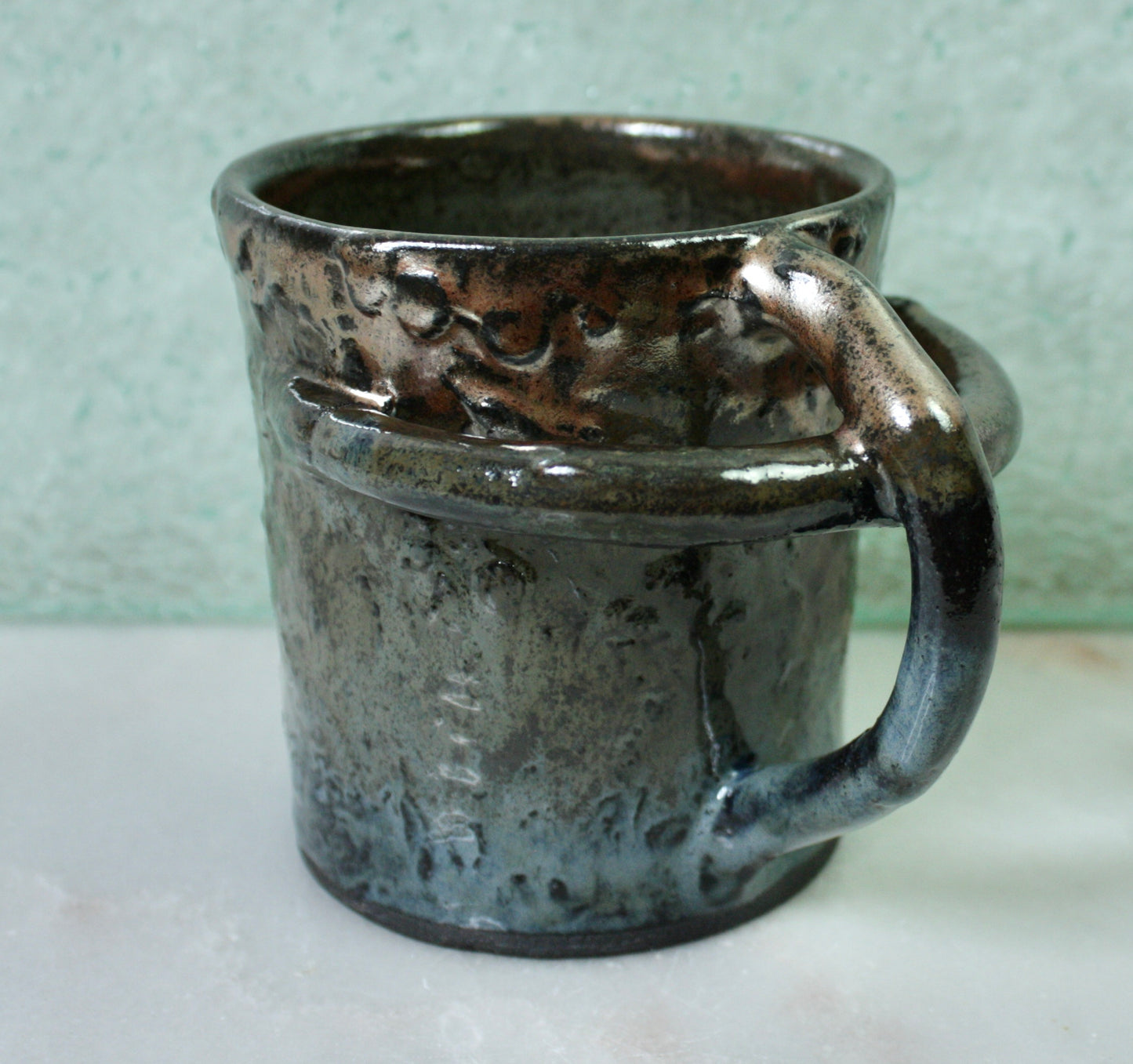 Copper Blue Rico-Handle Mug