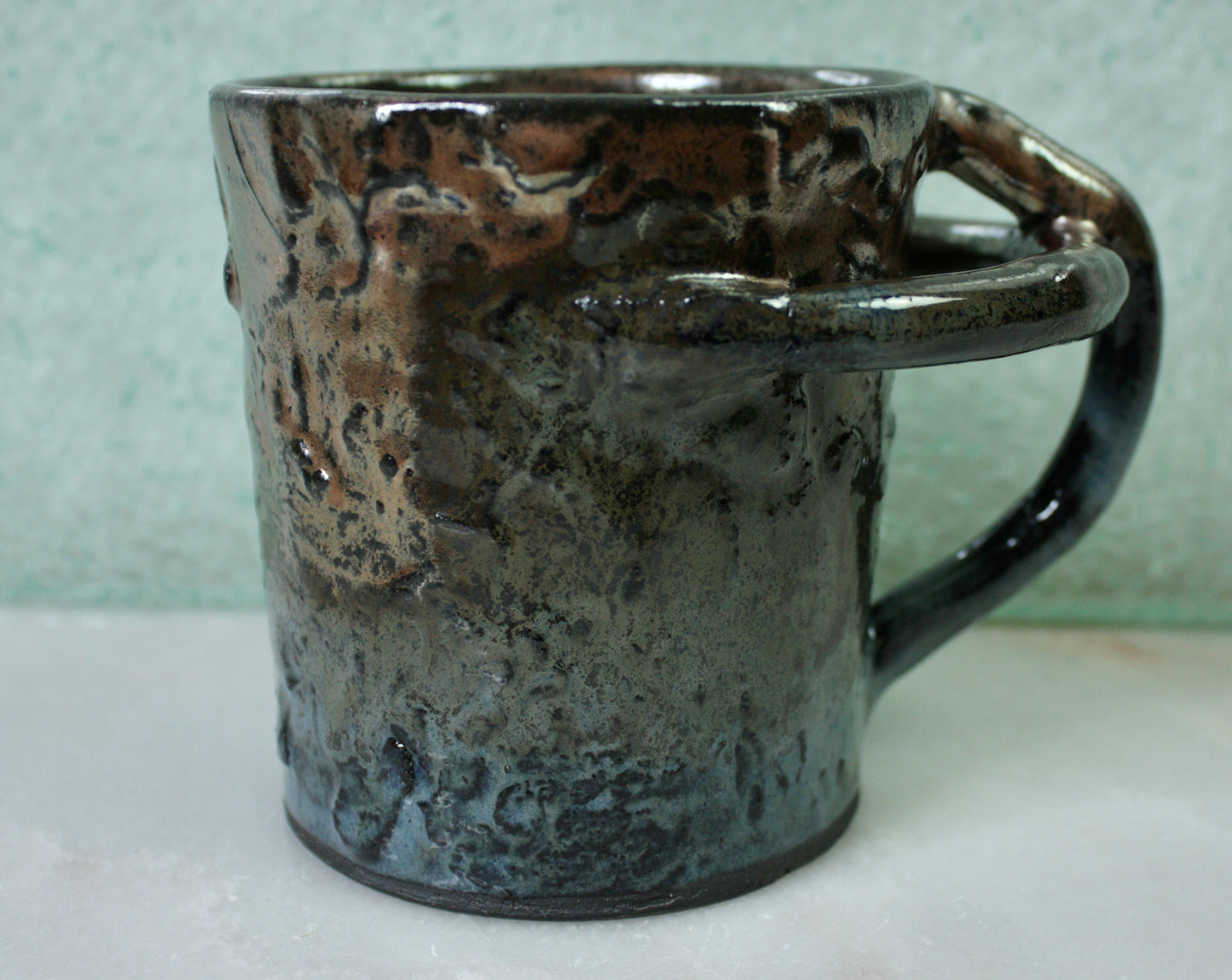 Copper Blue Rico-Handle Mug