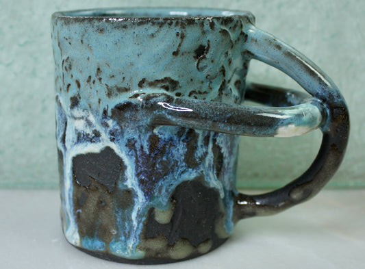 Drippy Blue Rico-Handle Mug