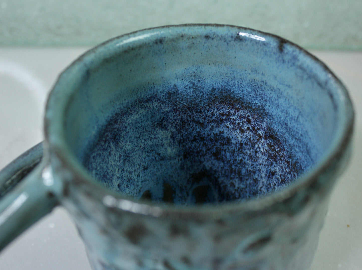 Drippy Blue Rico-Handle Mug