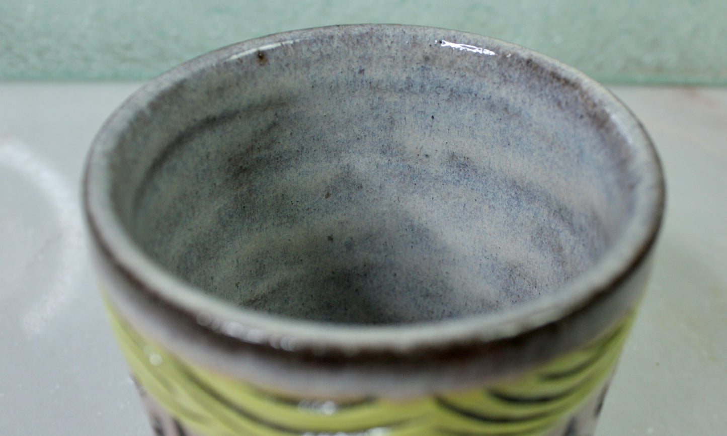 Pink/Yellow Sgraffito Cup