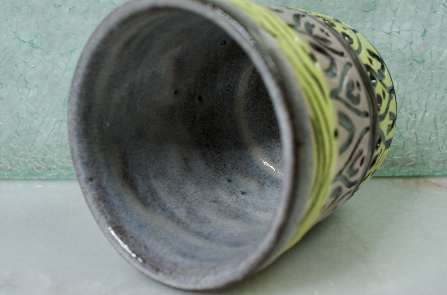 Pink/Yellow Sgraffito Cup