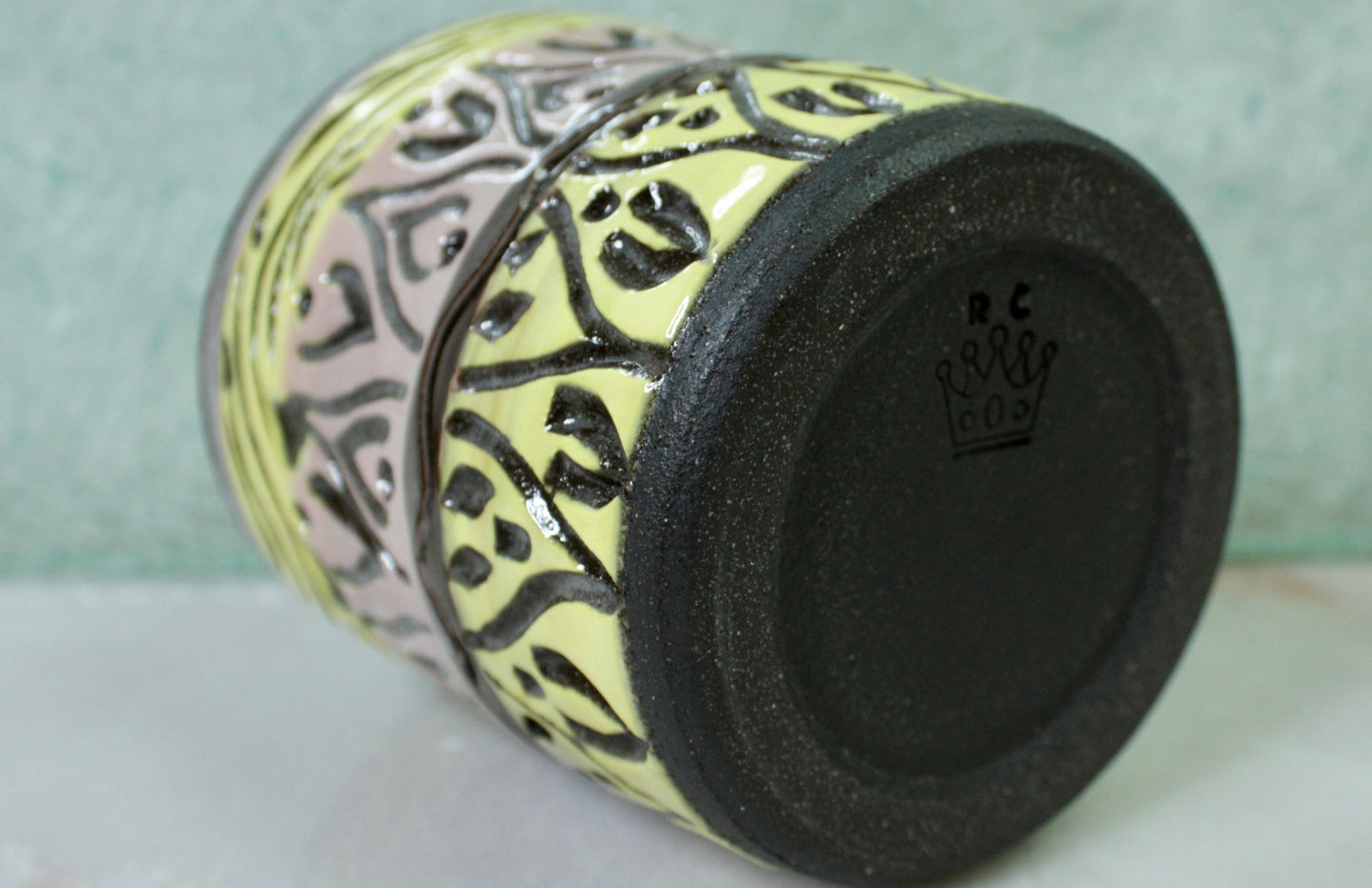 Pink/Yellow Sgraffito Cup