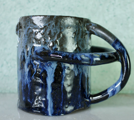 Drips in Blue Rico-Handle Mug
