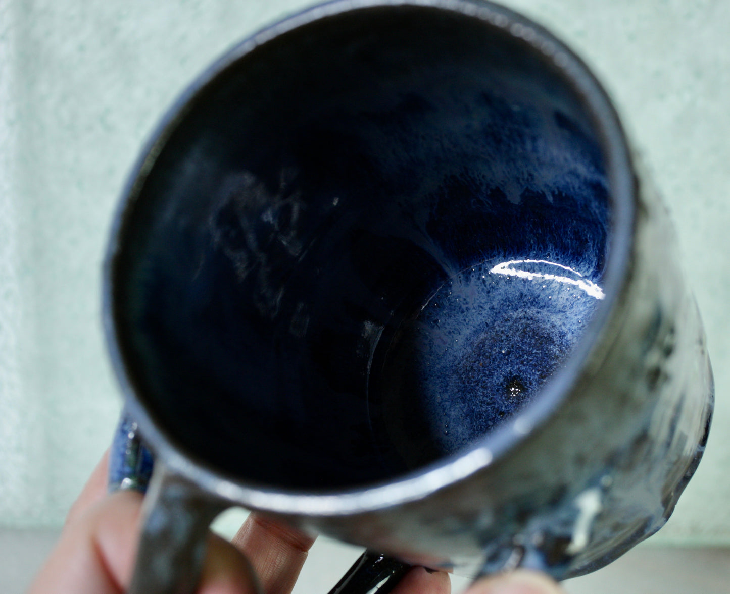Drips in Blue Rico-Handle Mug
