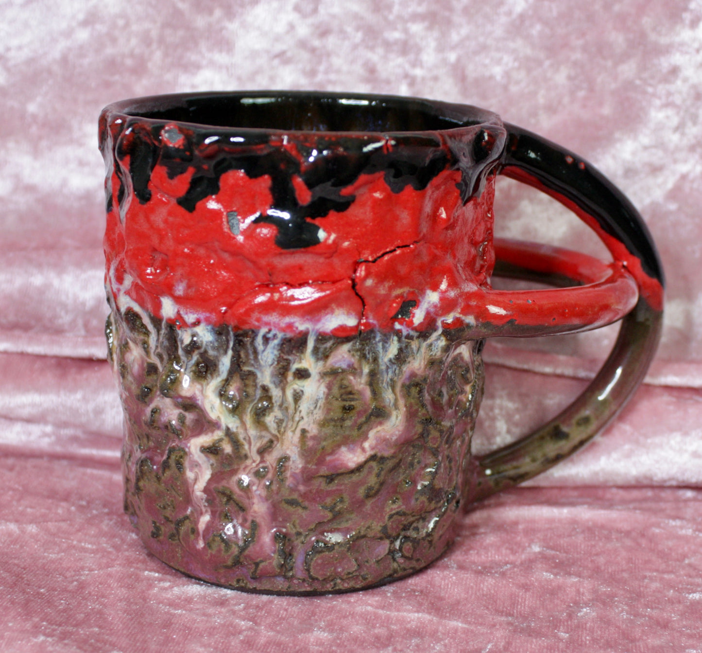 Red/Pink Rico-Handle Mug