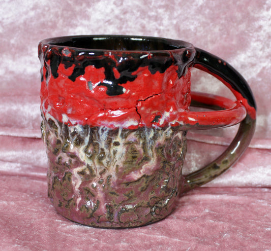 Red/Pink Rico-Handle Mug