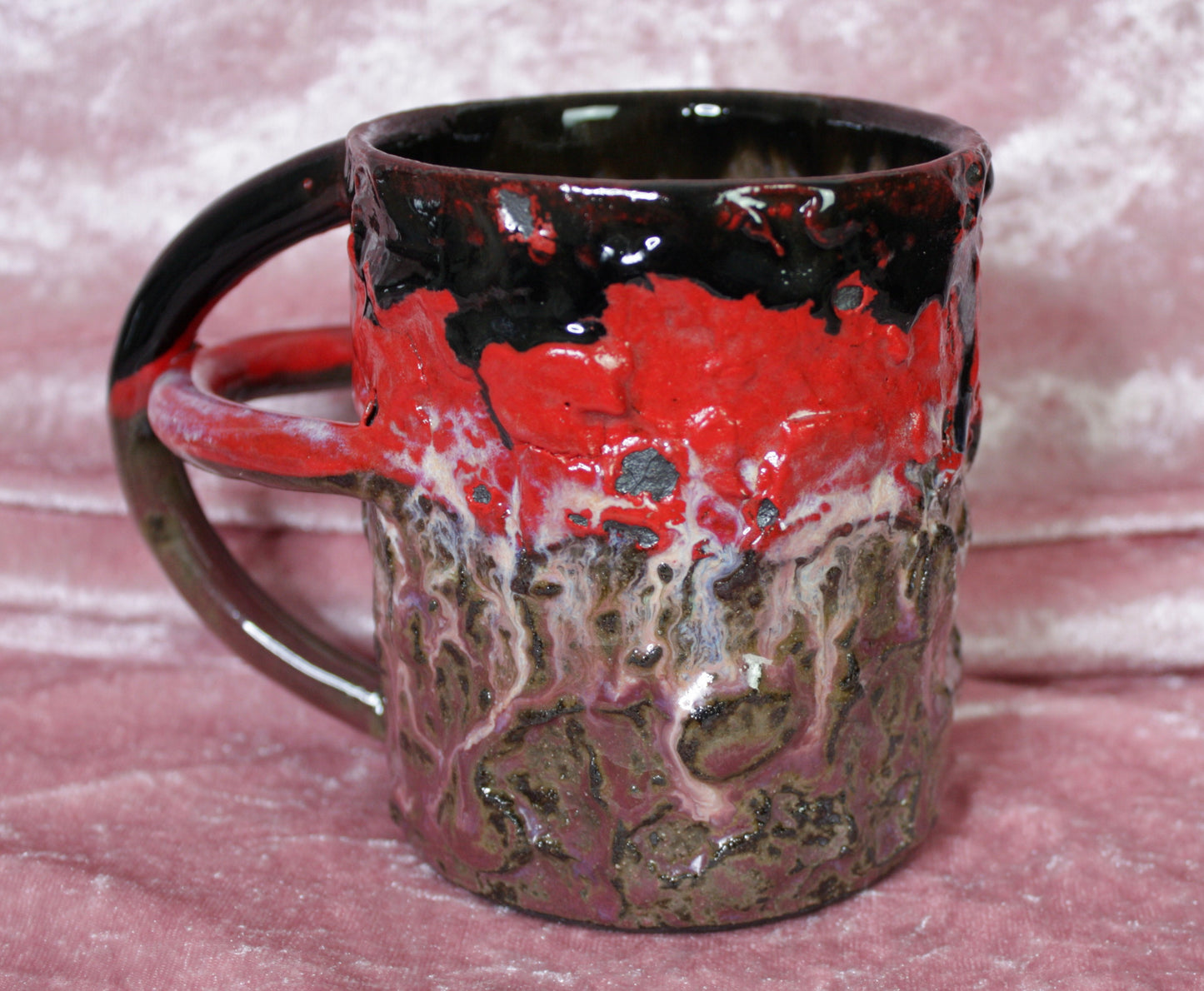 Red/Pink Rico-Handle Mug
